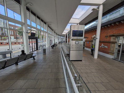 The bus station concourse